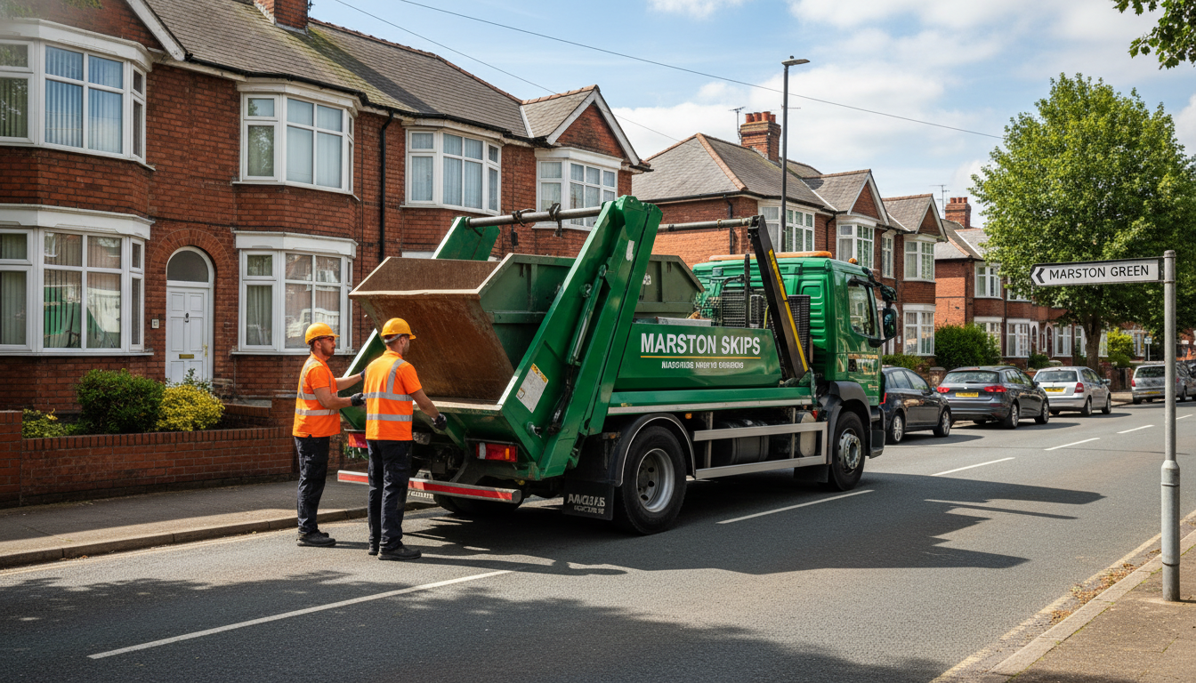 Professional Skip Hire team in Marston Green loading waste into van