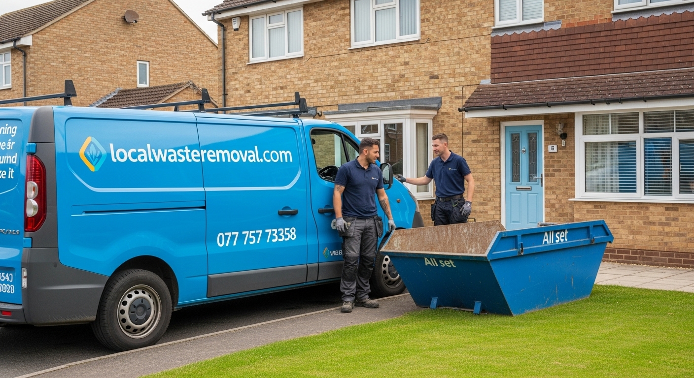 Professional Skip Hire team in Mere Green loading waste into van