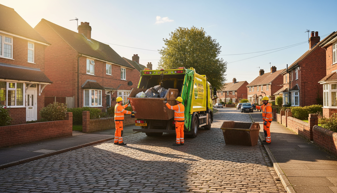 Professional Skip Hire team in Meriden loading waste into van