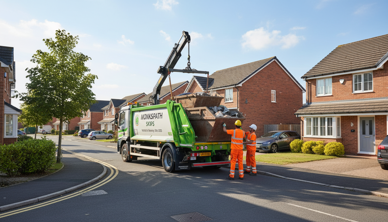 Professional Skip Hire team in Monkspath loading waste into van