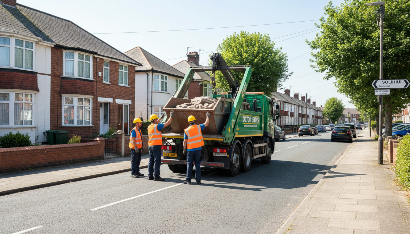 Professional Skip Hire team in Olton loading waste into van