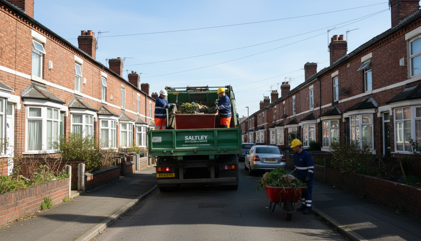 Professional Skip Hire team in Saltley loading waste into van