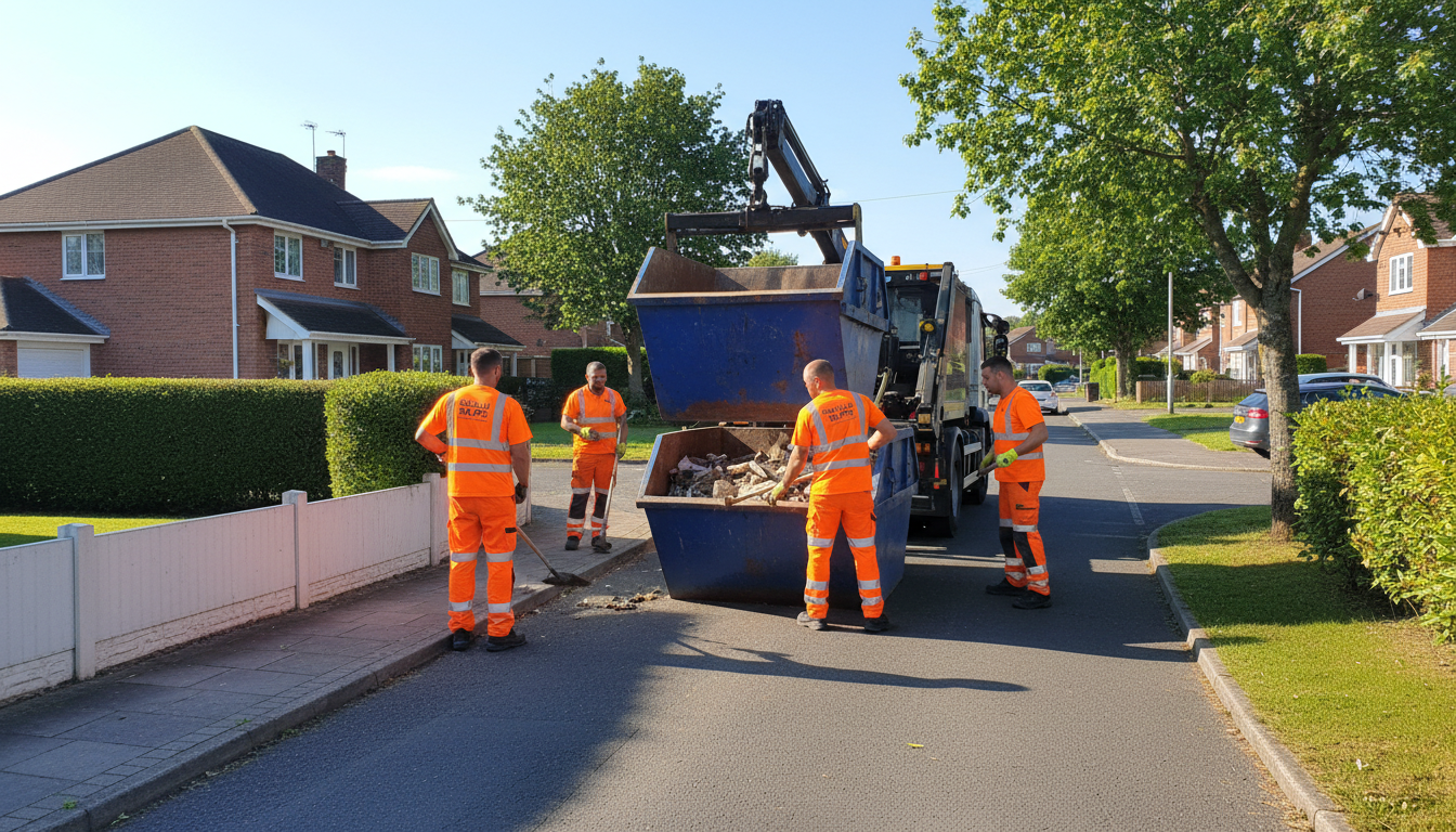 Professional Skip Hire team in Solihull loading waste into van