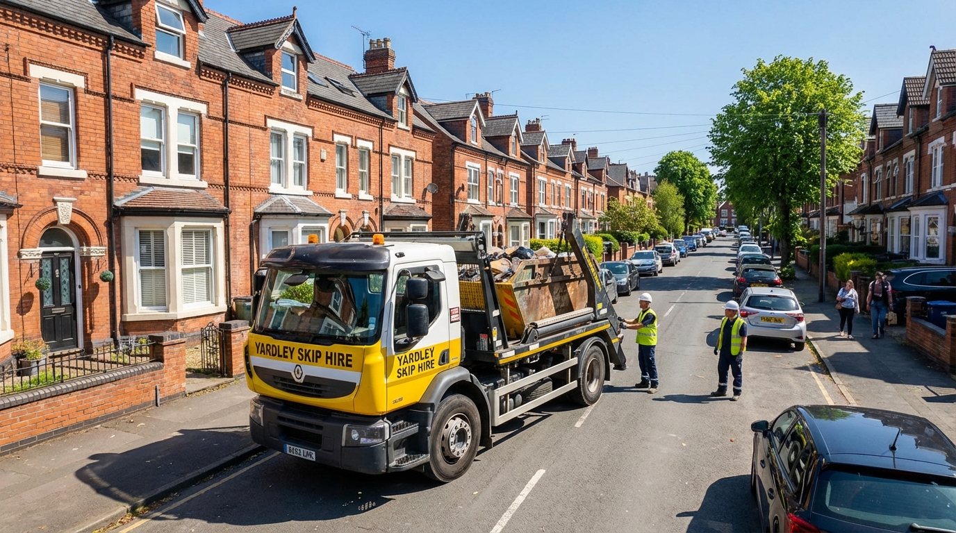 Professional Skip Hire team in South Yardley loading waste into van