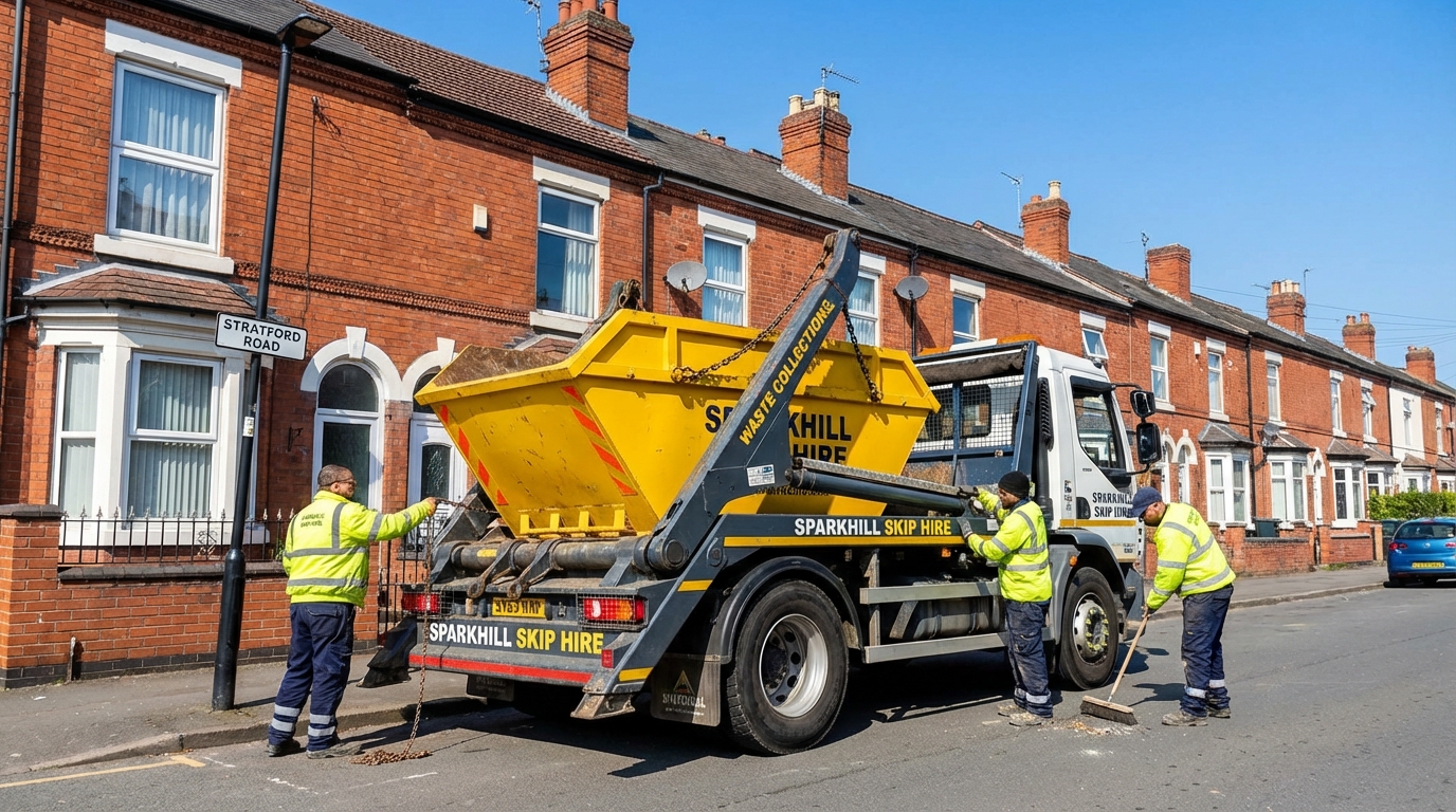 Professional Skip Hire team in Sparkhill loading waste into van