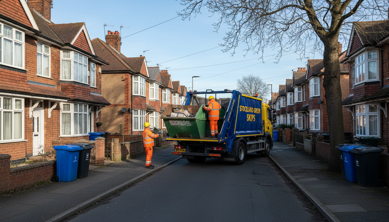 Professional Skip Hire team in Stockland Green loading waste into van