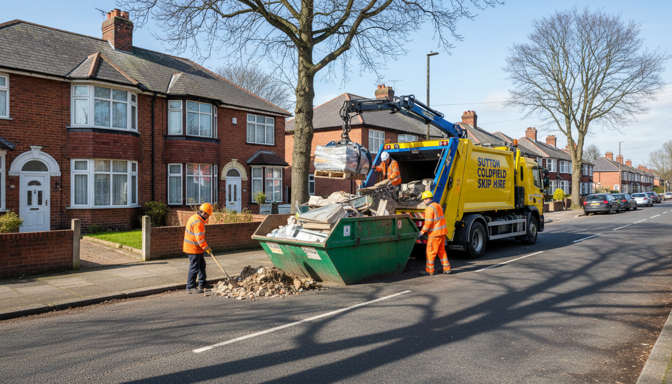 Professional Skip Hire team in Sutton Coldfield loading waste into van