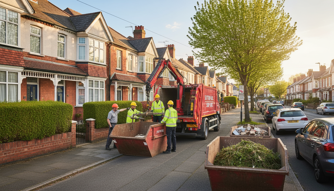Professional Skip Hire team in Sutton New Hall loading waste into van