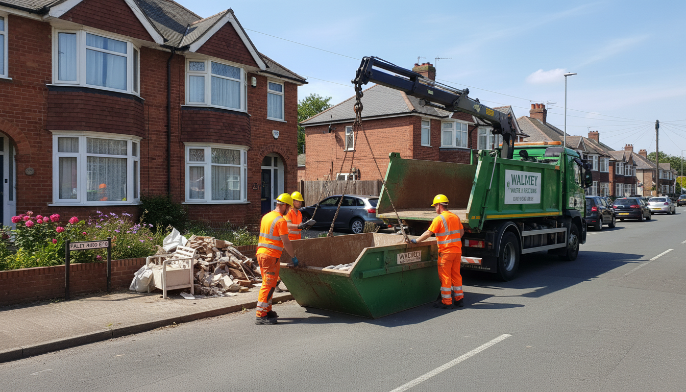 Professional Skip Hire team in Walmley loading waste into van