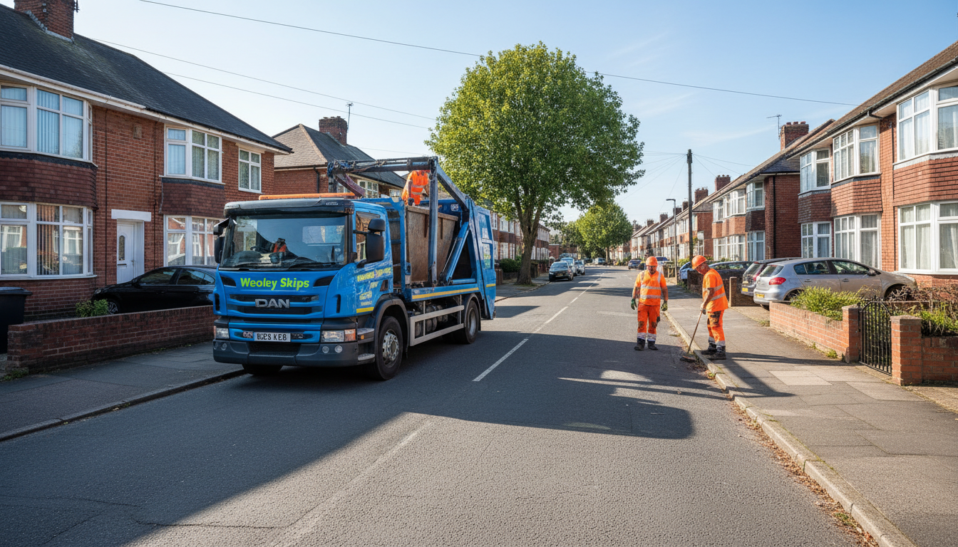 Professional Skip Hire team in Weoley Castle loading waste into van