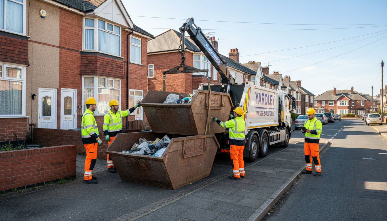 Professional Skip Hire team in Yardley loading waste into van