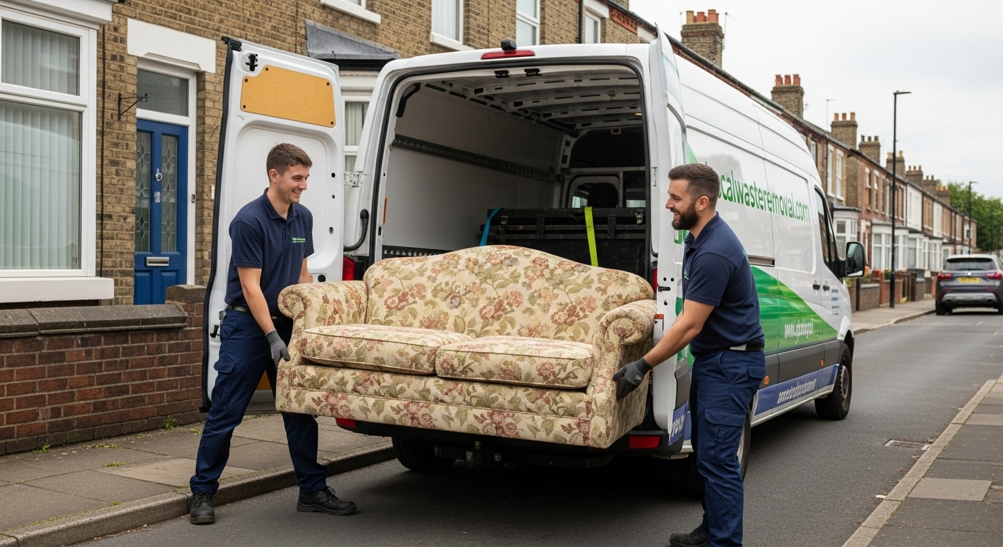 Professional Sofa Removal team in Alum Rock loading waste into van