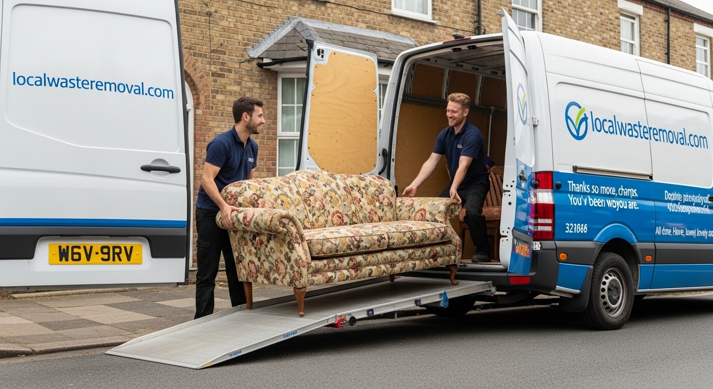 Professional Sofa Removal team in Aston loading waste into van