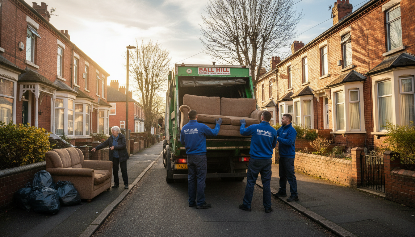 Professional Sofa Removal team in Ball Hill loading waste into van
