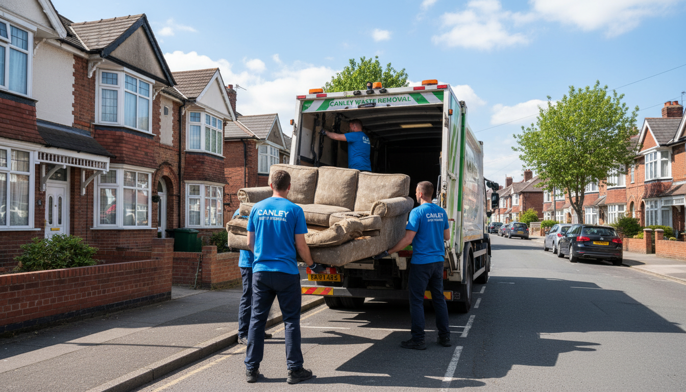 Professional Sofa Removal team in Canley loading waste into van