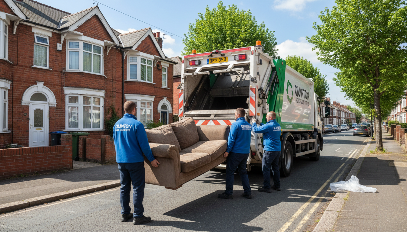 Professional Sofa Removal team in Quinton loading waste into van