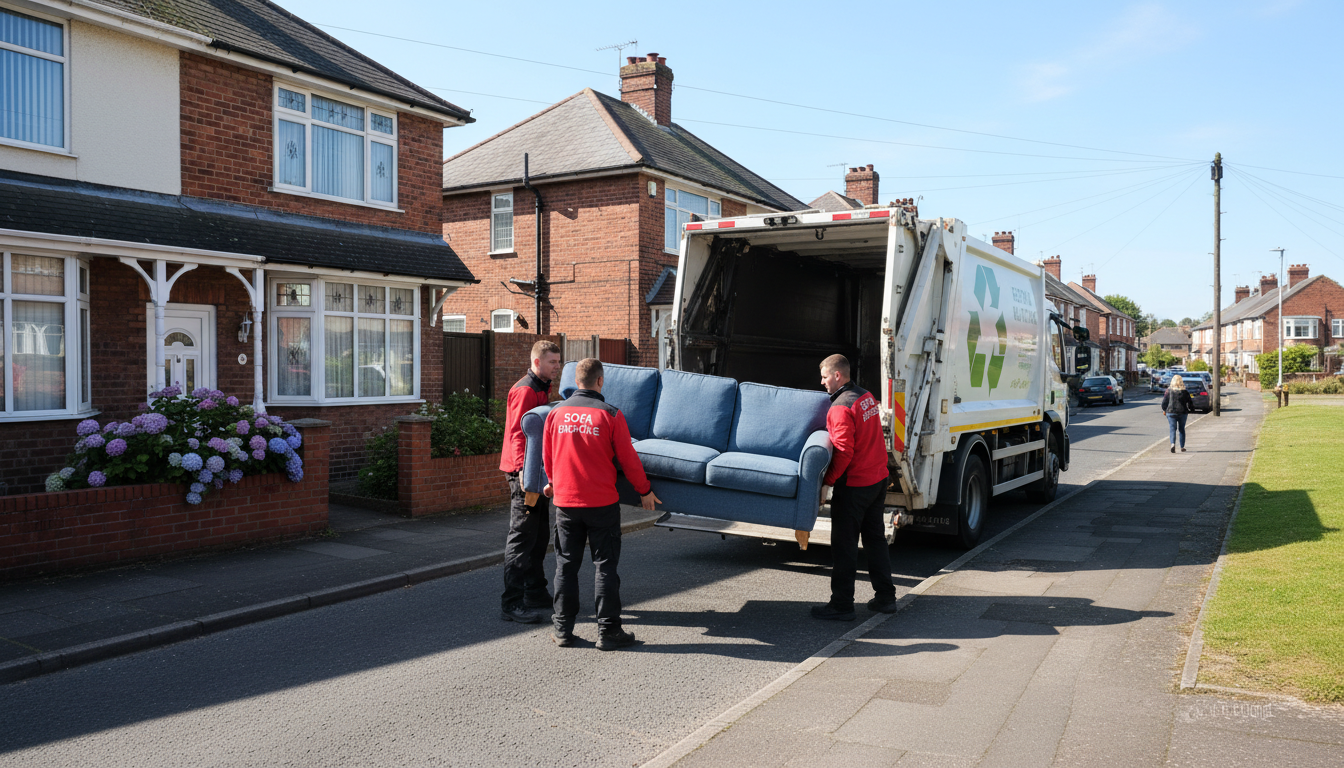 Professional Sofa Removal team in Rednal loading waste into van
