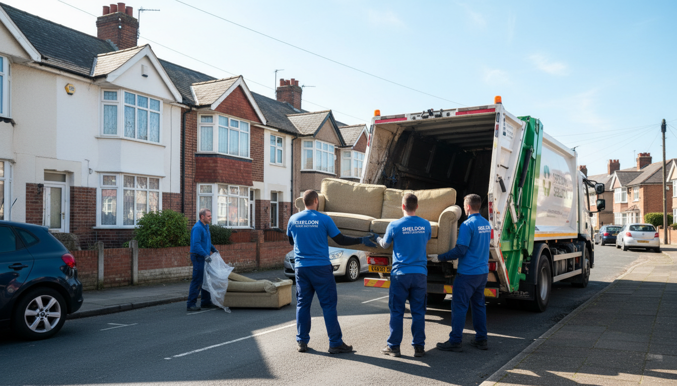 Professional Sofa Removal team in Sheldon loading waste into van
