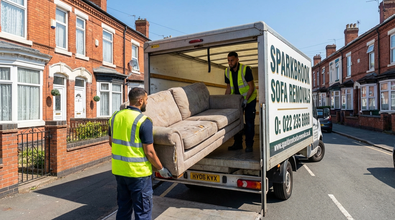 Professional Sofa Removal team in Sparkbrook loading waste into van