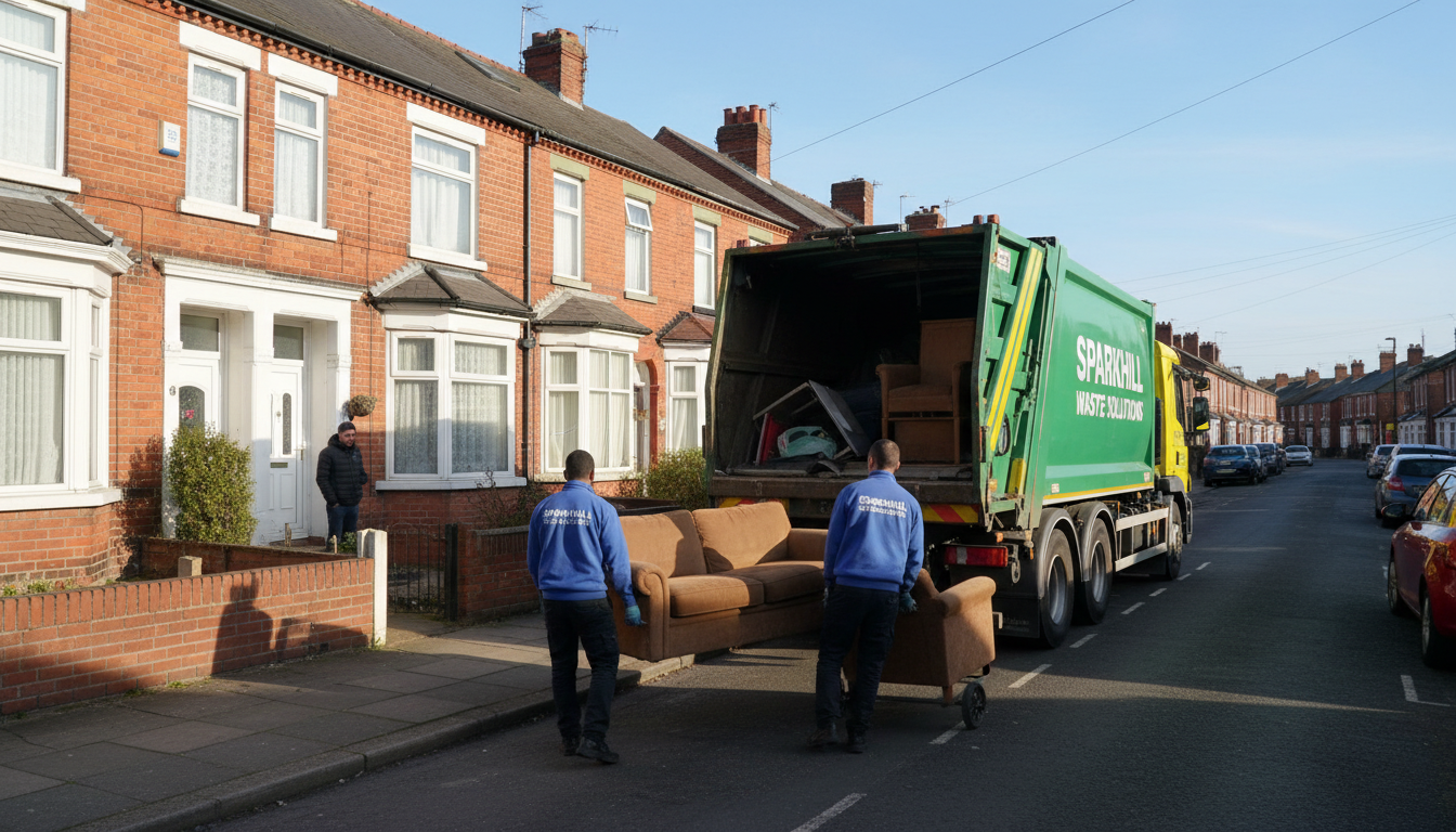 Professional Sofa Removal team in Sparkhill loading waste into van