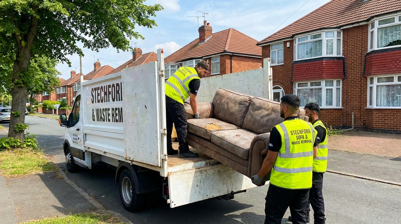 Professional Sofa Removal team in Stechford loading waste into van