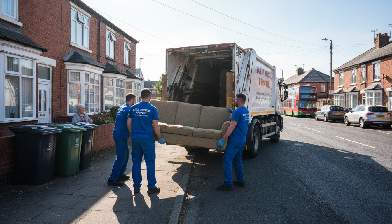 Professional Sofa Removal team in Ward End loading waste into van