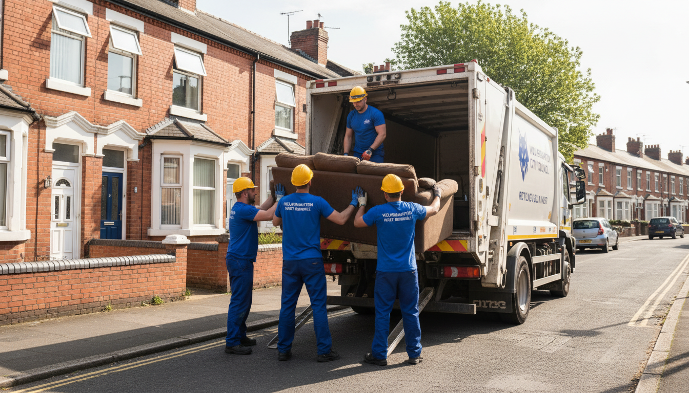 Professional Sofa Removal team in Wolverhampton loading waste into van