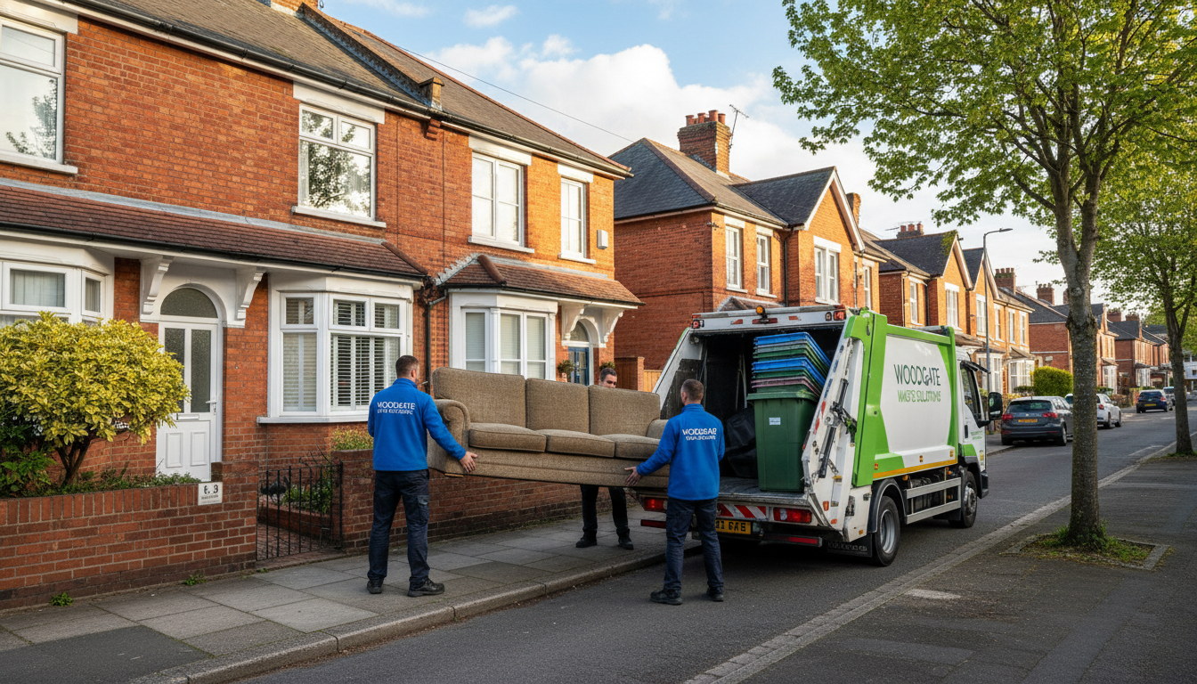 Professional Sofa Removal team in Woodgate loading waste into van