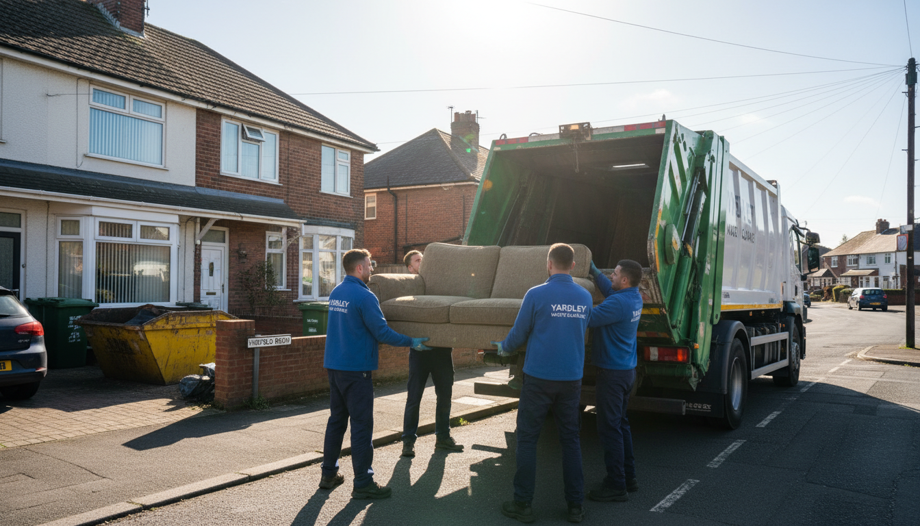 Professional Sofa Removal team in Yardley loading waste into van