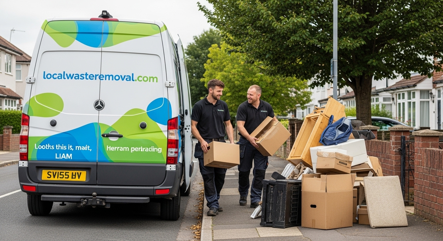Professional Waste Removal team in Aston loading waste into van