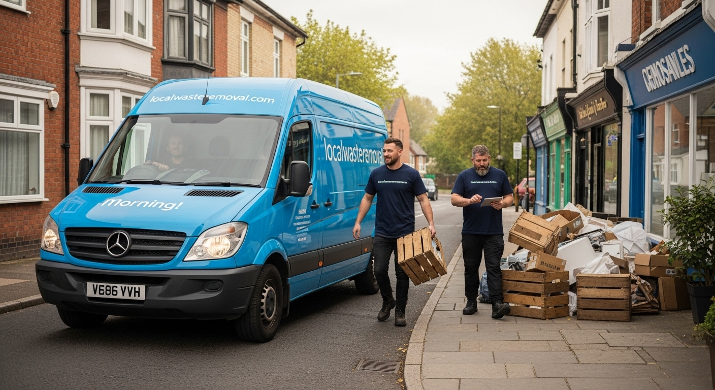 Professional Waste Removal team in Moseley loading waste into van