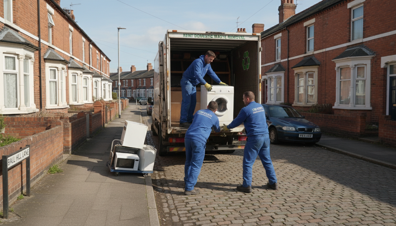 Professional White Goods Removal team in Ball Hill loading waste into van