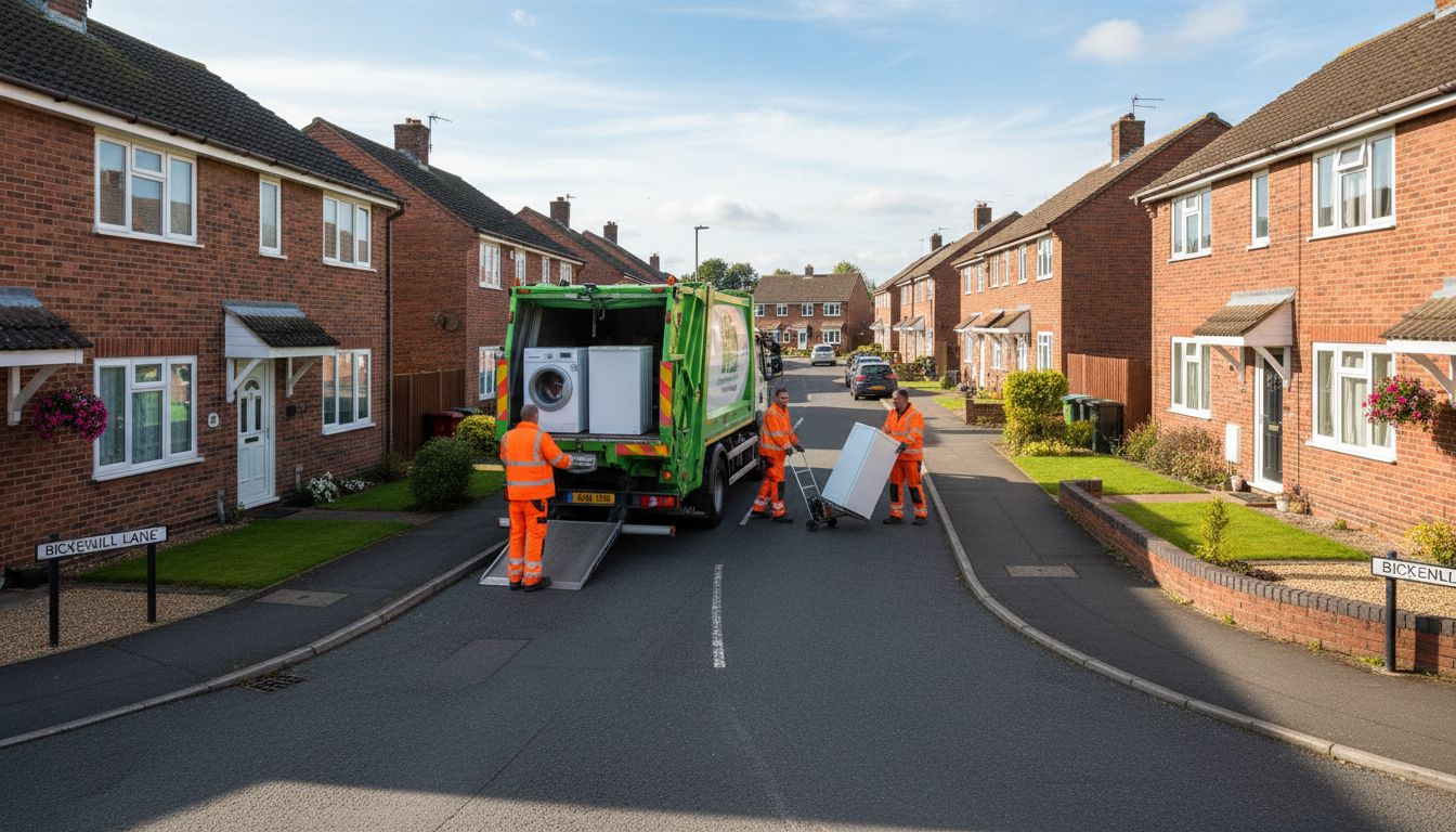 Professional White Goods Removal team in Bickenhill loading waste into van
