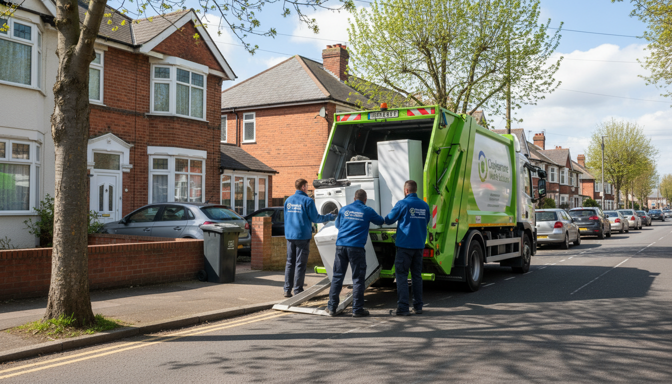 Professional White Goods Removal team in Cheylesmore loading waste into van