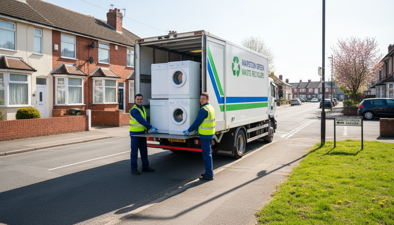 Professional White Goods Removal team in Marston Green loading waste into van