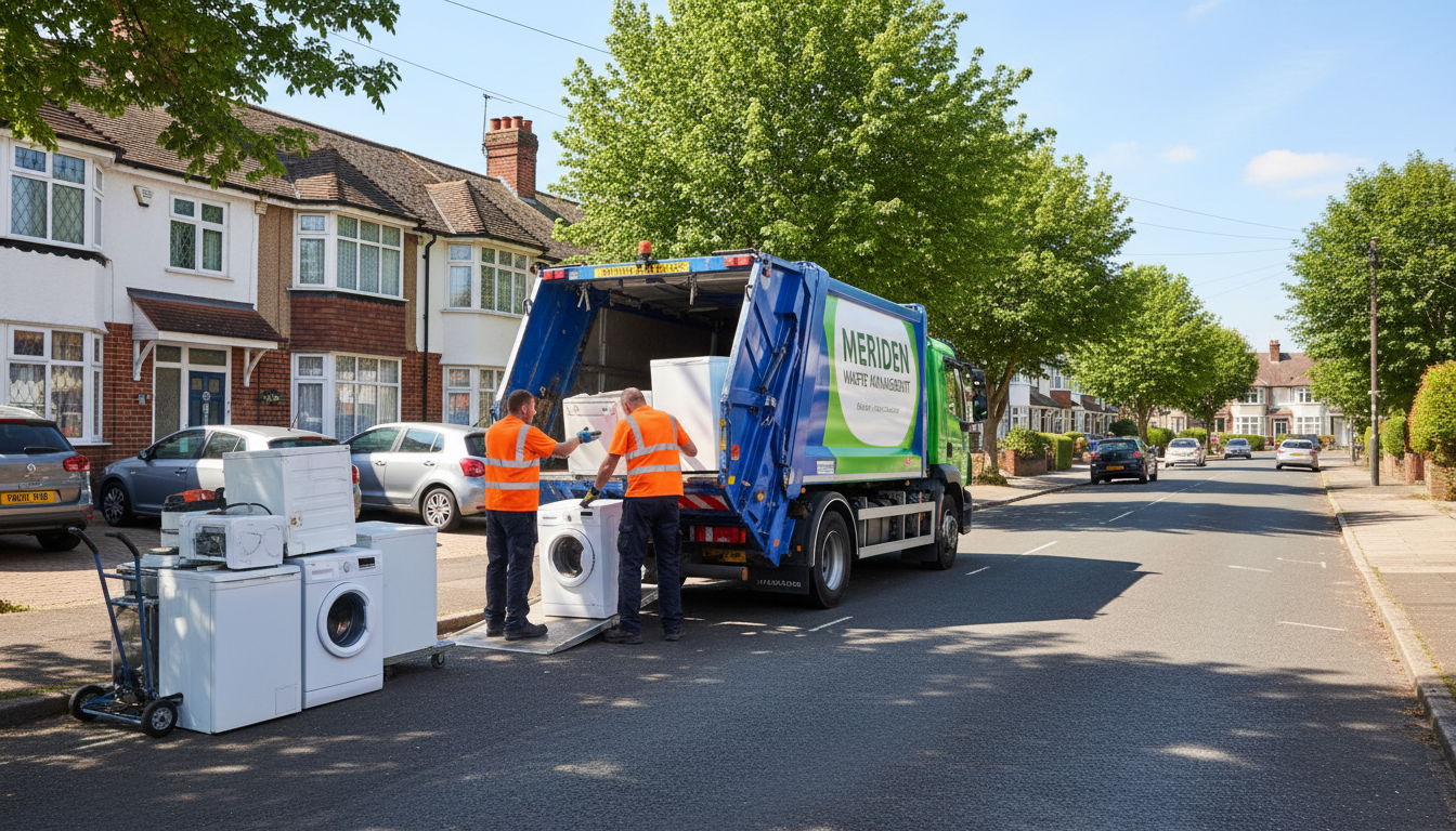 Professional White Goods Removal team in Meriden loading waste into van