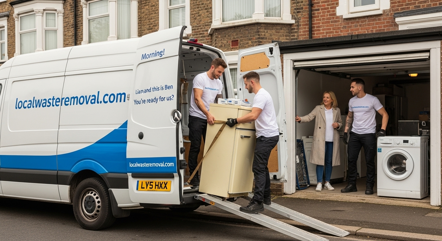 Professional White Goods Removal team in Moseley loading waste into van