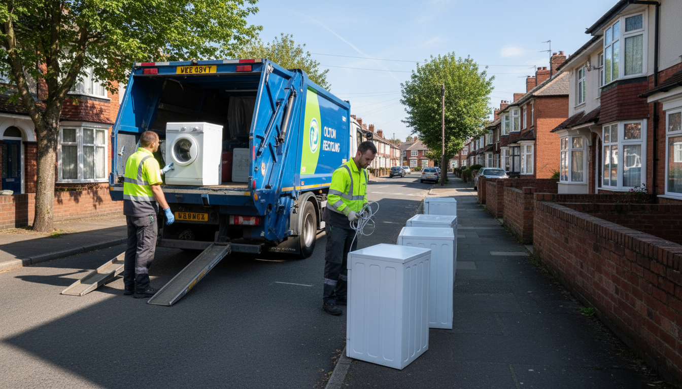 Professional White Goods Removal team in Olton loading waste into van