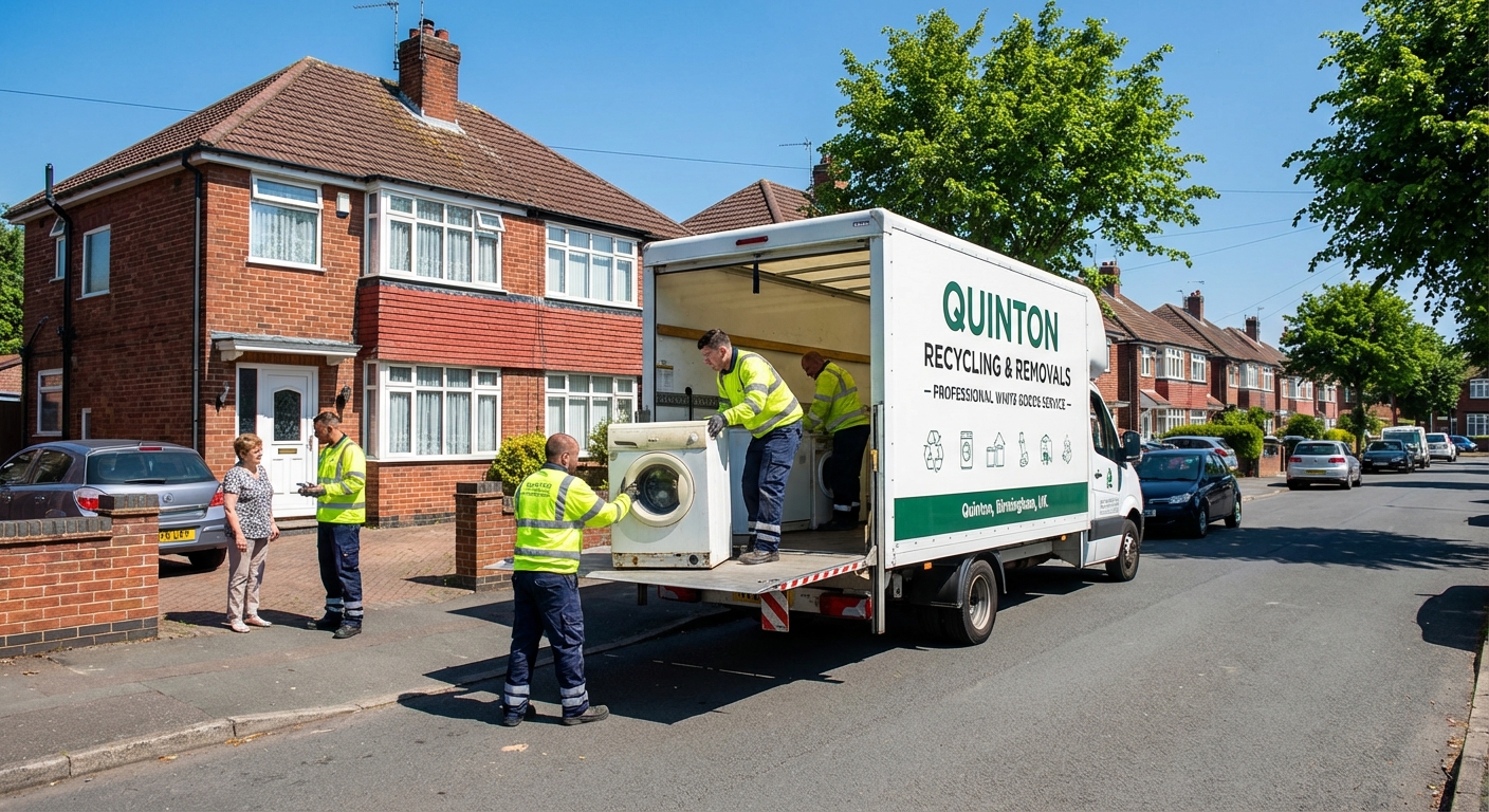 Professional White Goods Removal team in Quinton loading waste into van