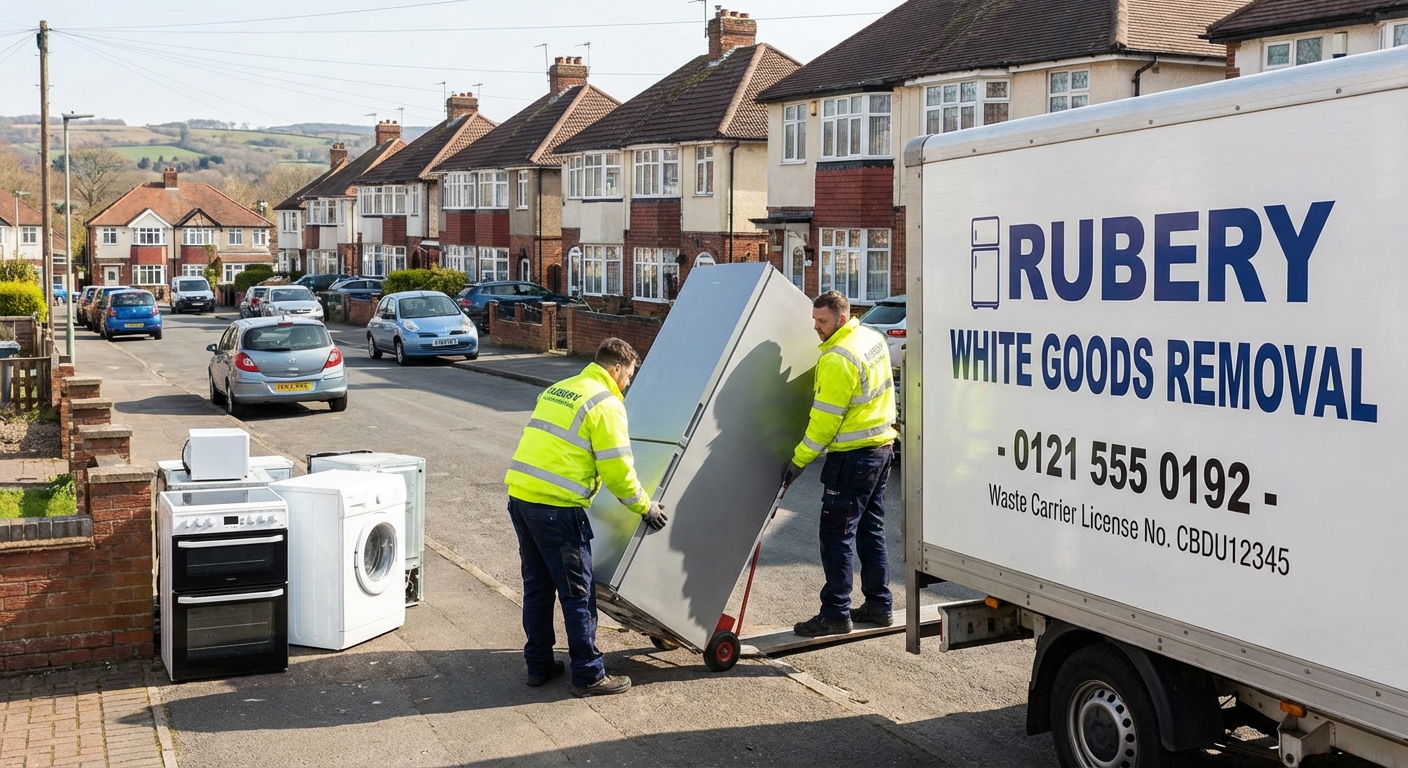 Professional White Goods Removal team in Rubery loading waste into van