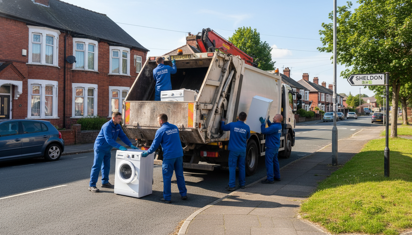 Professional White Goods Removal team in Sheldon loading waste into van
