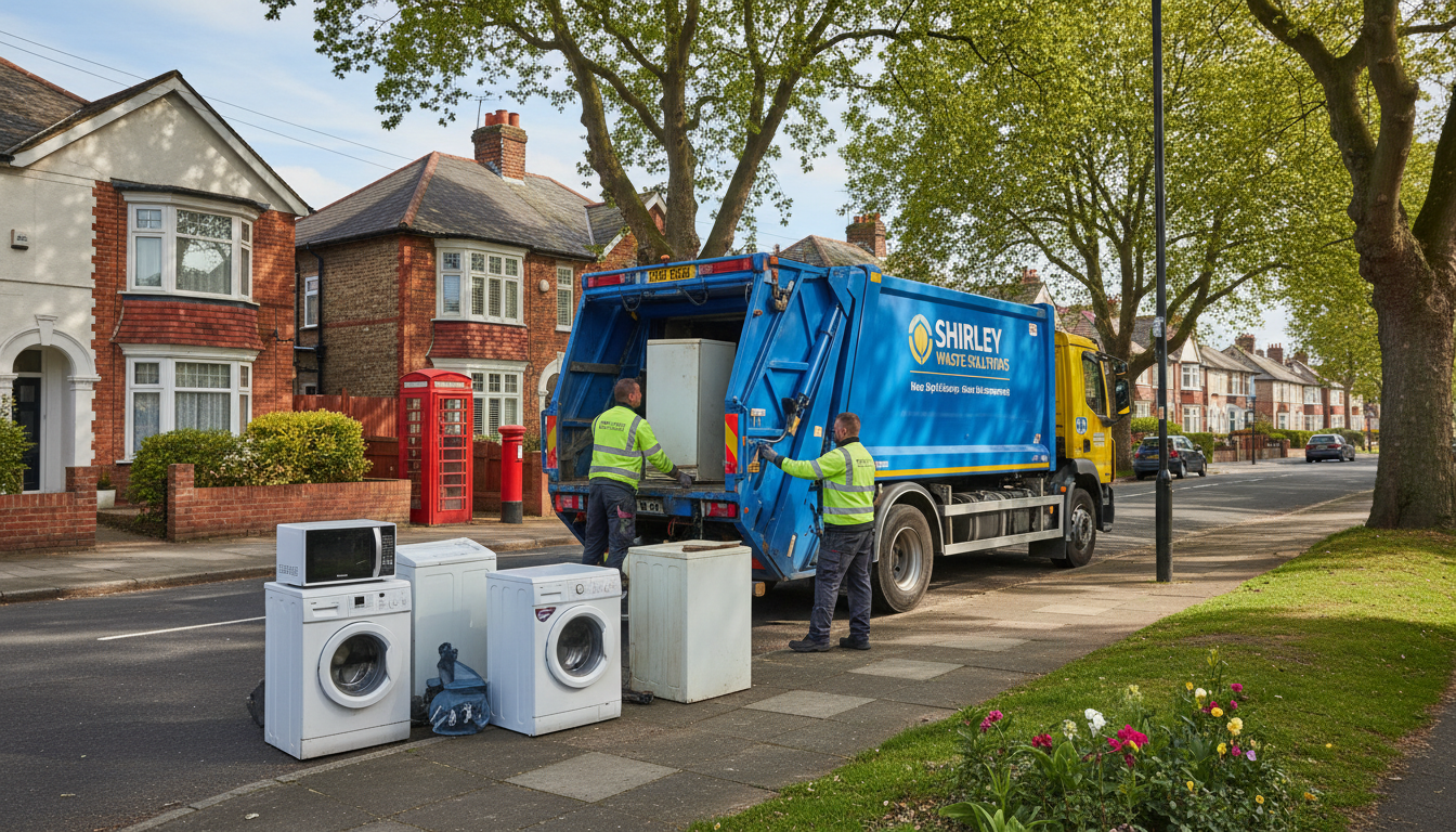Professional White Goods Removal team in Shirley loading waste into van