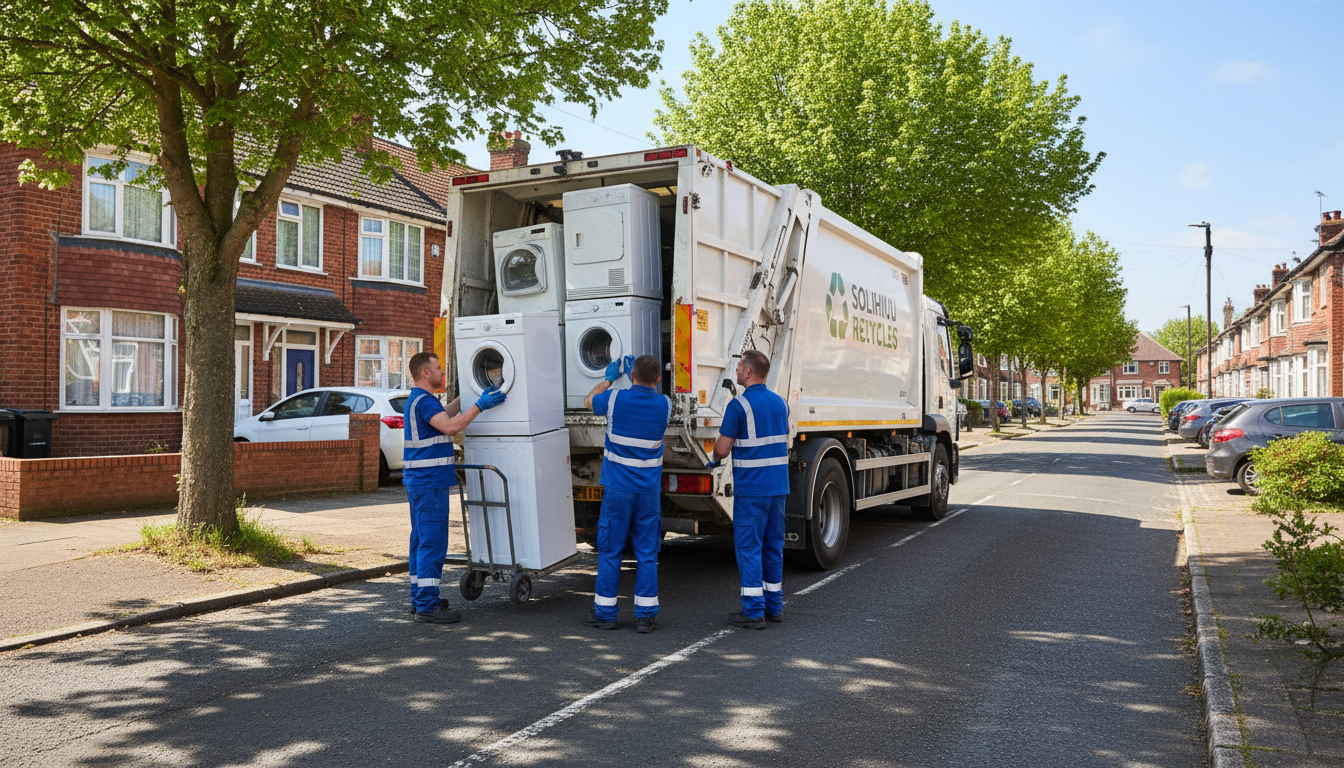 Professional White Goods Removal team in Solihull loading waste into van