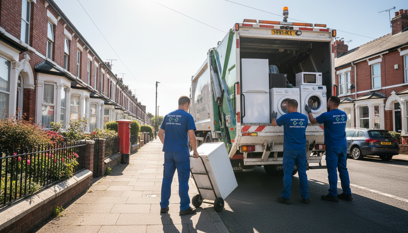 Professional White Goods Removal team in Sutton Vesey loading waste into van
