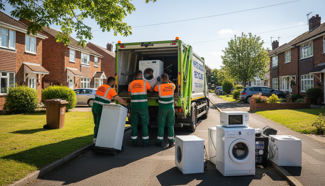 Professional White Goods Removal team in Tidbury Green loading waste into van