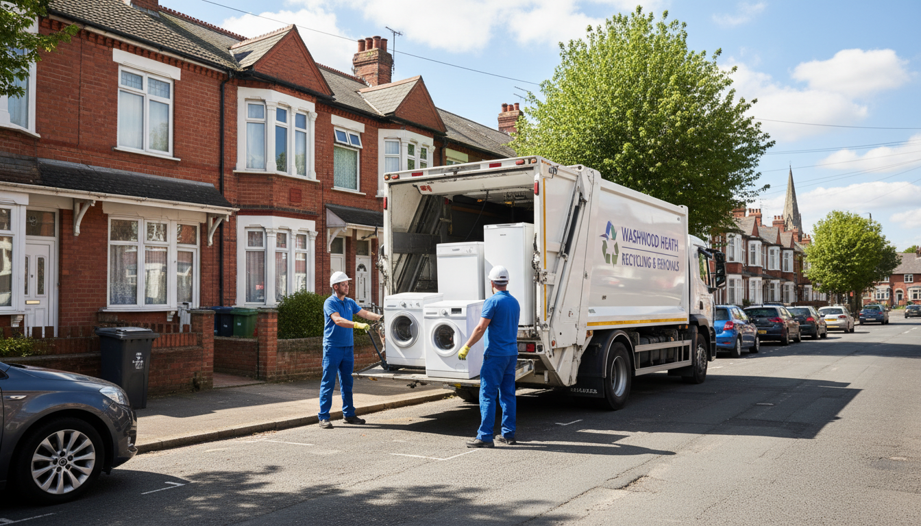 Professional White Goods Removal team in Washwood Heath loading waste into van