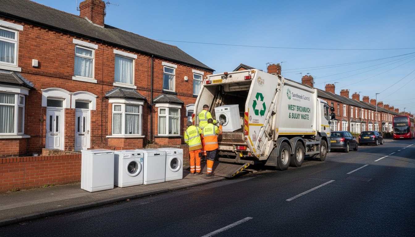 Professional White Goods Removal team in West Bromwich loading waste into van