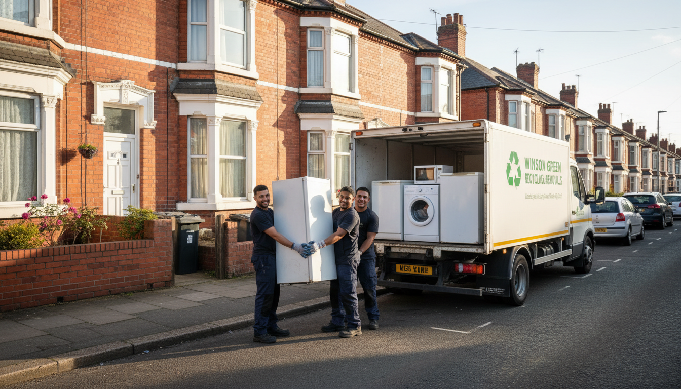 Professional White Goods Removal team in Winson Green loading waste into van