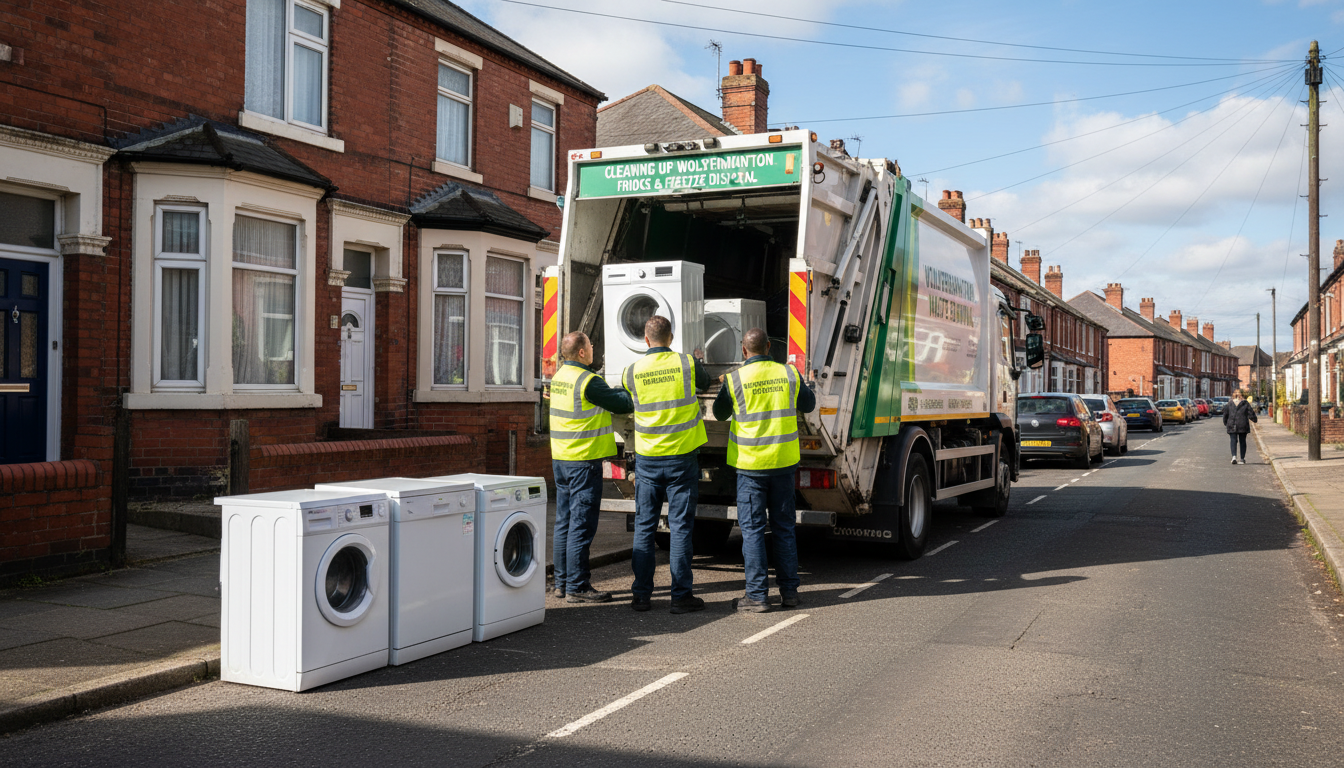 Professional White Goods Removal team in Wolverhampton loading waste into van